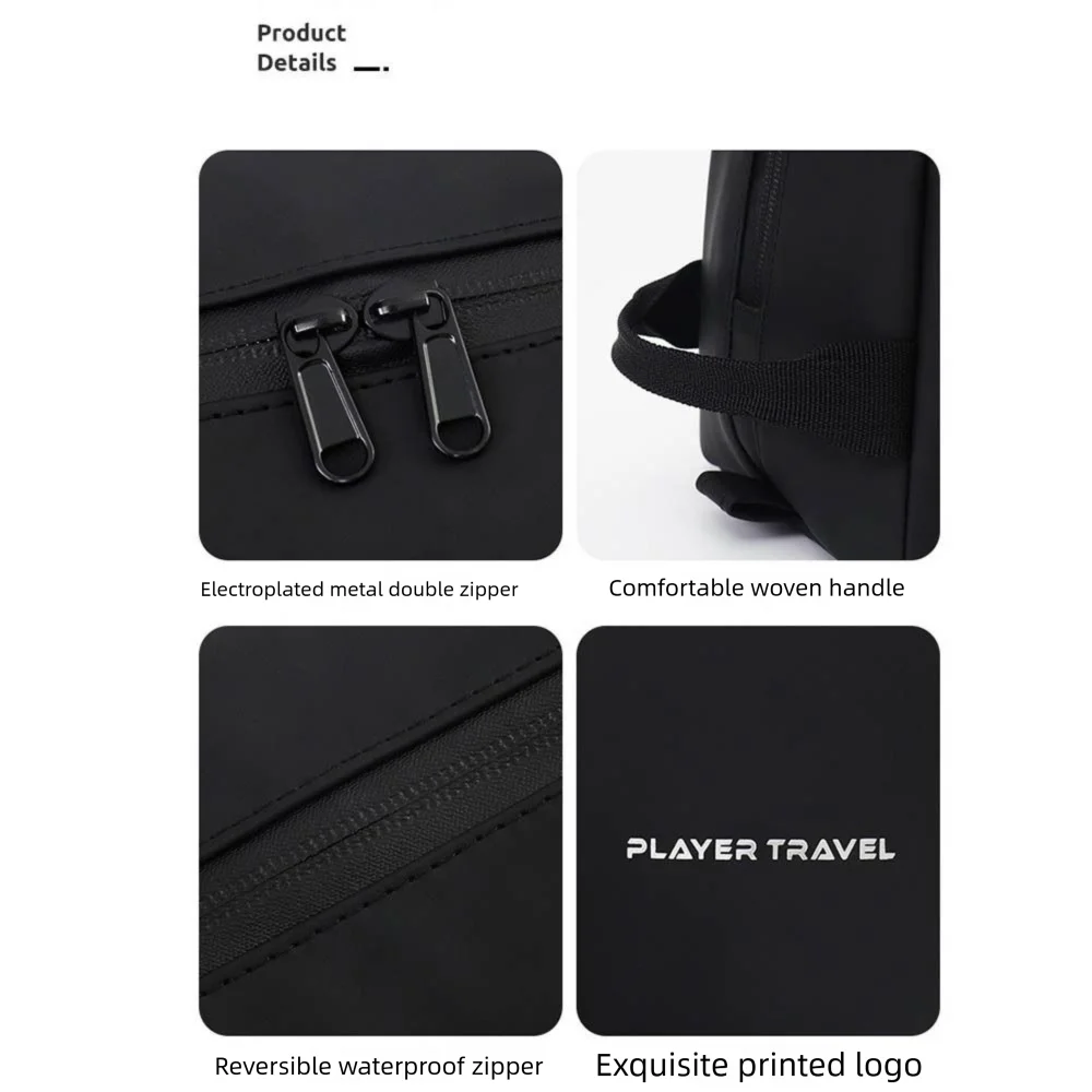 Waterproof Man Cosmetic Bag Handheld Lightweight PU Toiletry Bag Dry and Wet Separation Large Capacity Makeup Bag Women Men