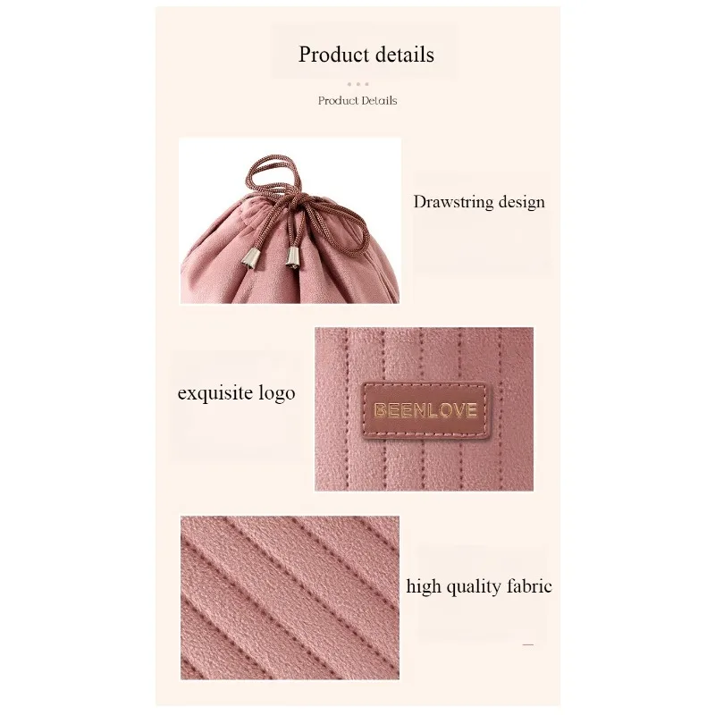 Autumn and winter new Dutch velvet pocket leather label version travel makeup storage bag lazy makeup bag large capacity Autumn and winter new Dutch velvet pocket leather label version travel makeup storage bag lazy makeup bag large capacity
