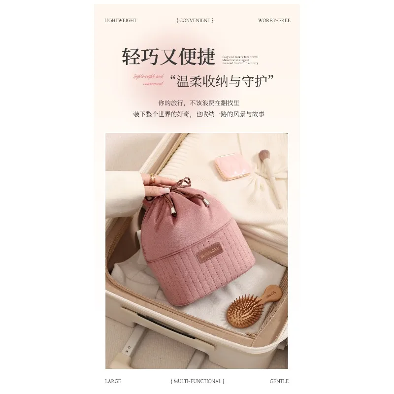 Autumn and winter new Dutch velvet pocket leather label version travel makeup storage bag lazy makeup bag large capacity Autumn and winter new Dutch velvet pocket leather label version travel makeup storage bag lazy makeup bag large capacity