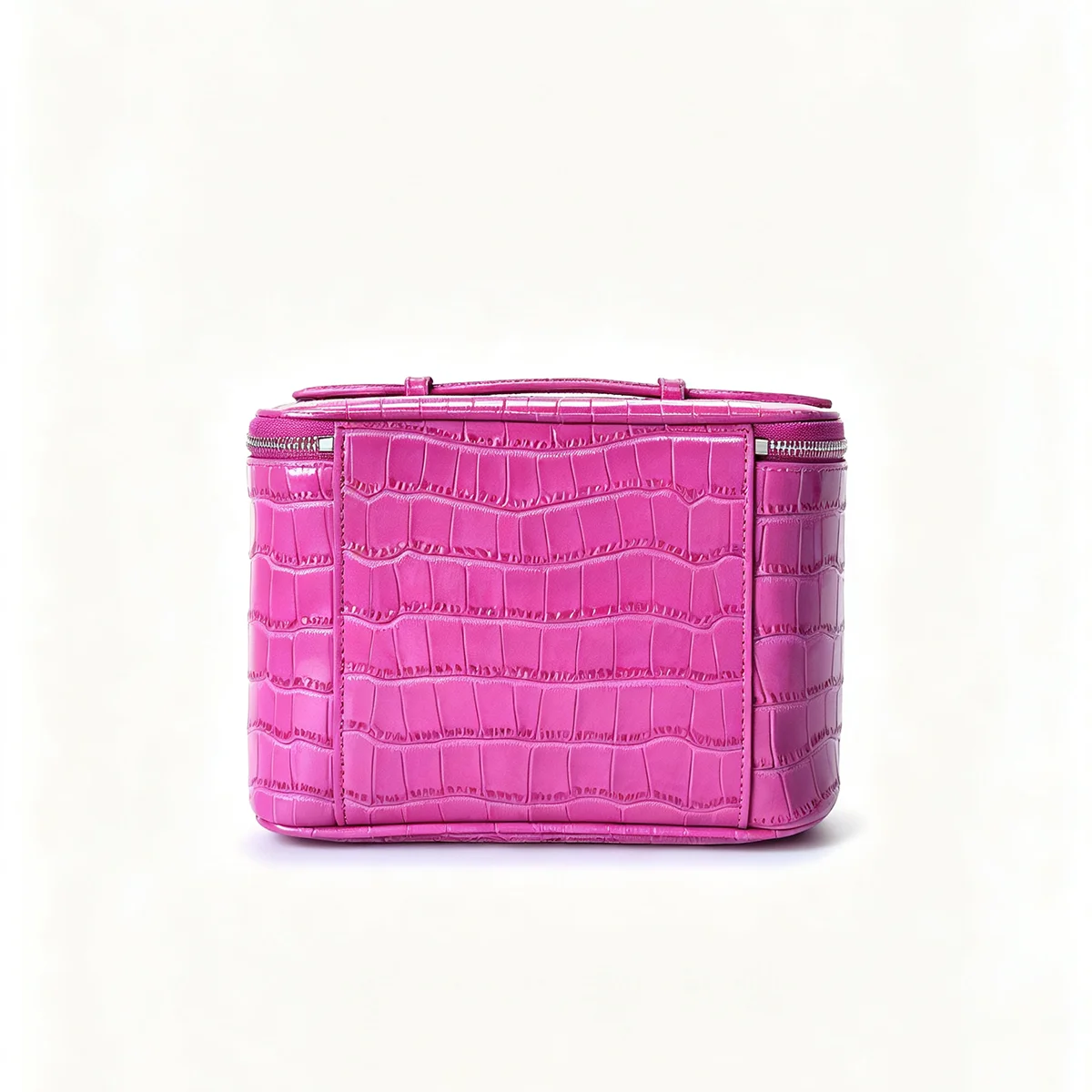 New Rose Red Genuine Crocodile Texture Leather Cosmetic Bag Large Capacity Travel Portable Handheld Organizer Makeup Bag Pouch