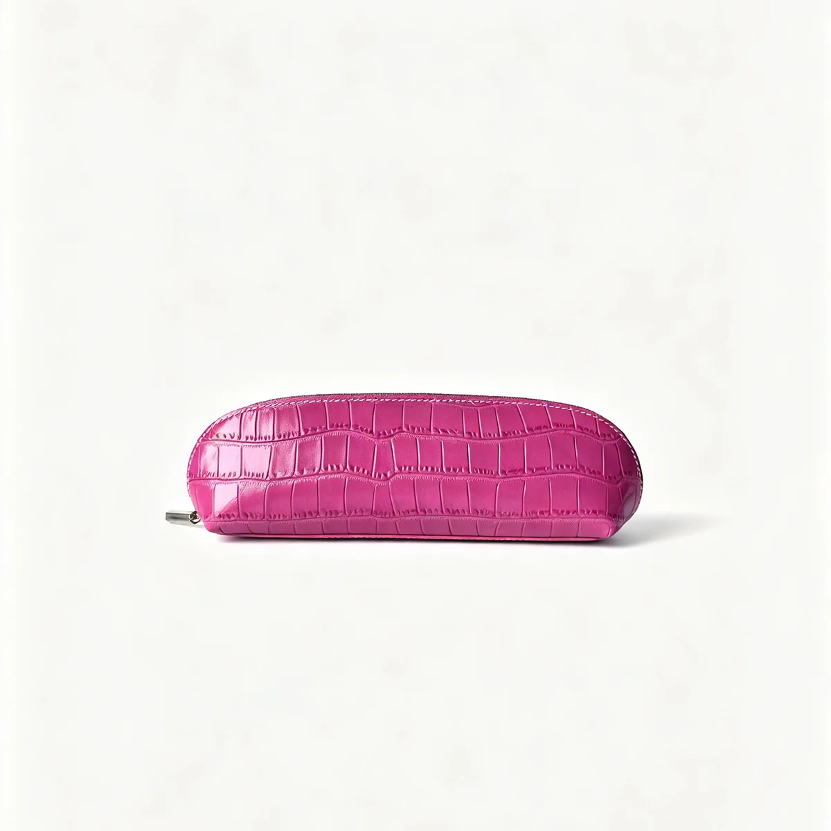 New Rose Red Genuine Crocodile Texture Leather Cosmetic Bag Large Capacity Travel Portable Handheld Organizer Makeup Bag Pouch