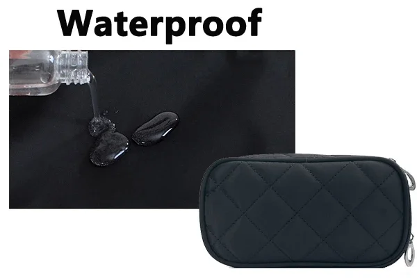 Women's Mirror Mini Cosmetic Bag Simple Waterproof Storage Box Black Double Layer Lingge Make Up Brush Beauty Organizer Supplies