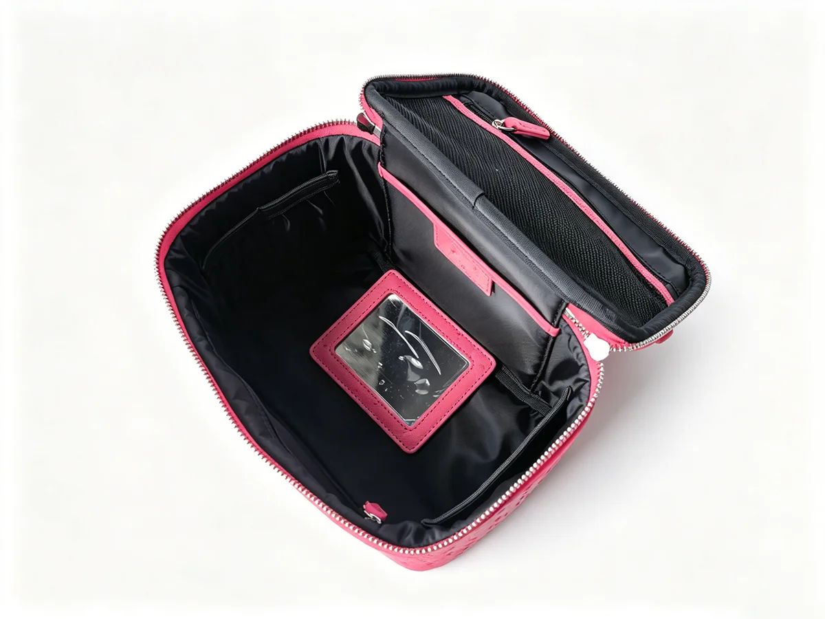 New Ostrich Pattern Genuine Leather Cosmetic Bag Ladies Toiletry Pouch Large Capacity Luxury Bathroom Storage Organizer Luxury
