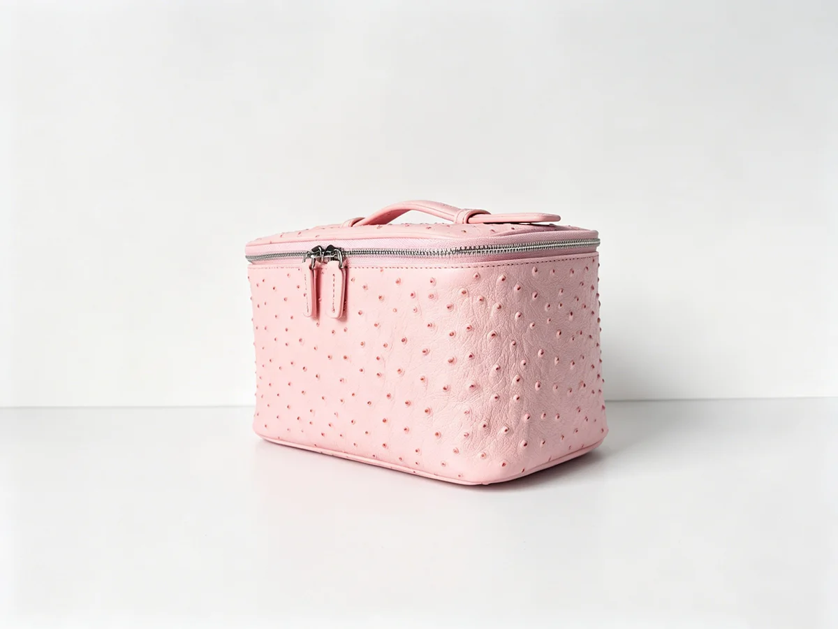 New Ostrich Pattern Genuine Leather Cosmetic Bag Ladies Toiletry Pouch Large Capacity Luxury Bathroom Storage Organizer Luxury