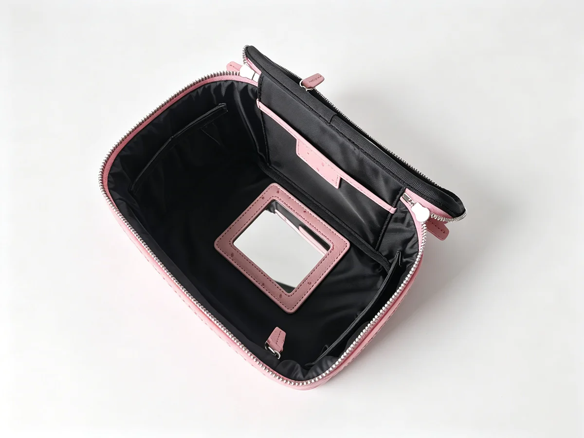 New Ostrich Pattern Genuine Leather Cosmetic Bag Ladies Toiletry Pouch Large Capacity Luxury Bathroom Storage Organizer Luxury