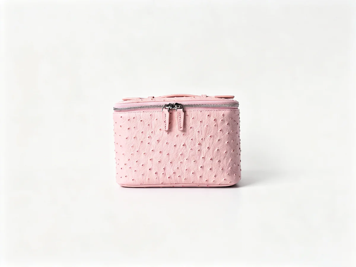 New Ostrich Pattern Genuine Leather Cosmetic Bag Ladies Toiletry Pouch Large Capacity Luxury Bathroom Storage Organizer Luxury