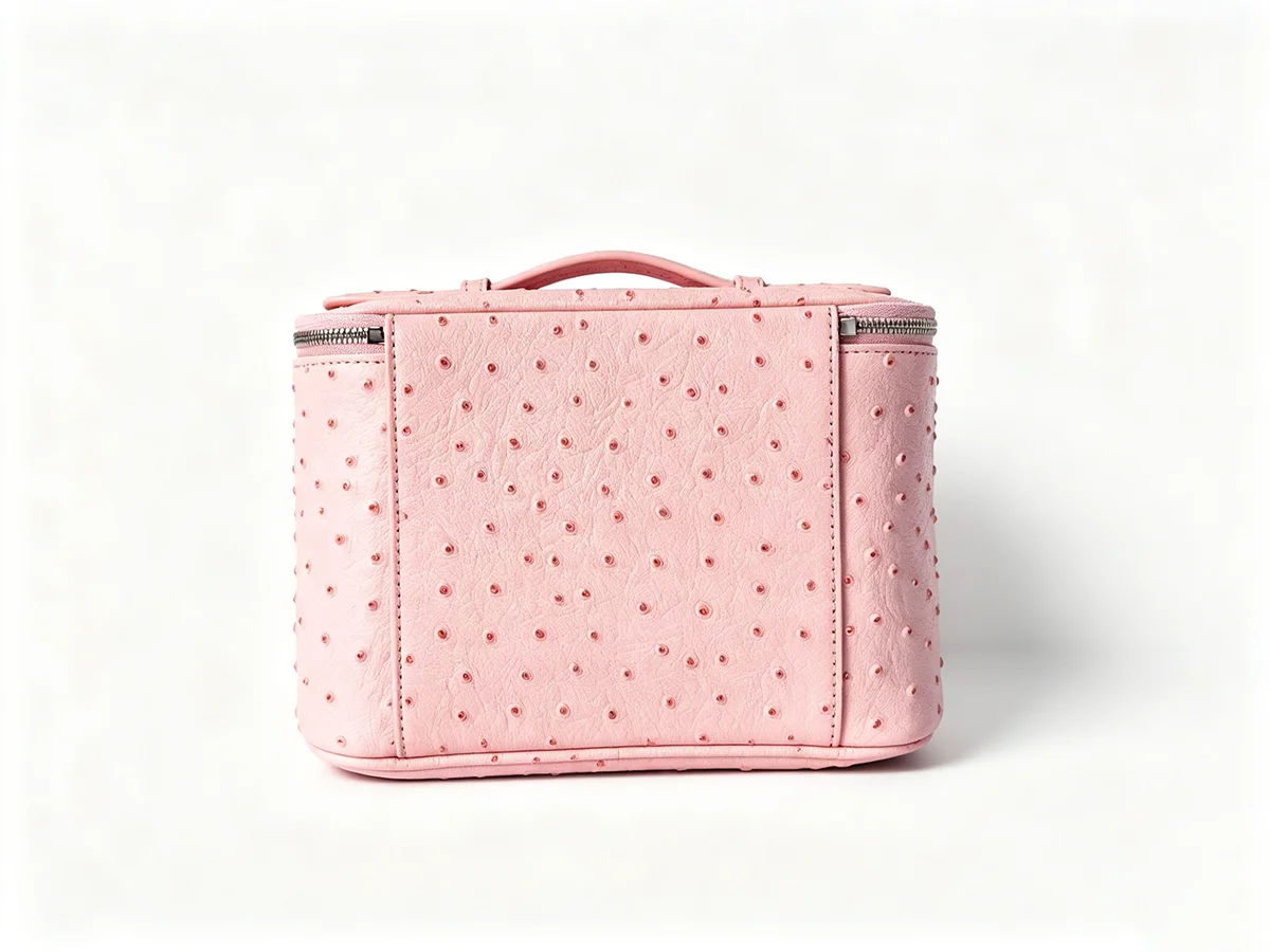 New Ostrich Pattern Genuine Leather Cosmetic Bag Ladies Toiletry Pouch Large Capacity Luxury Bathroom Storage Organizer Luxury