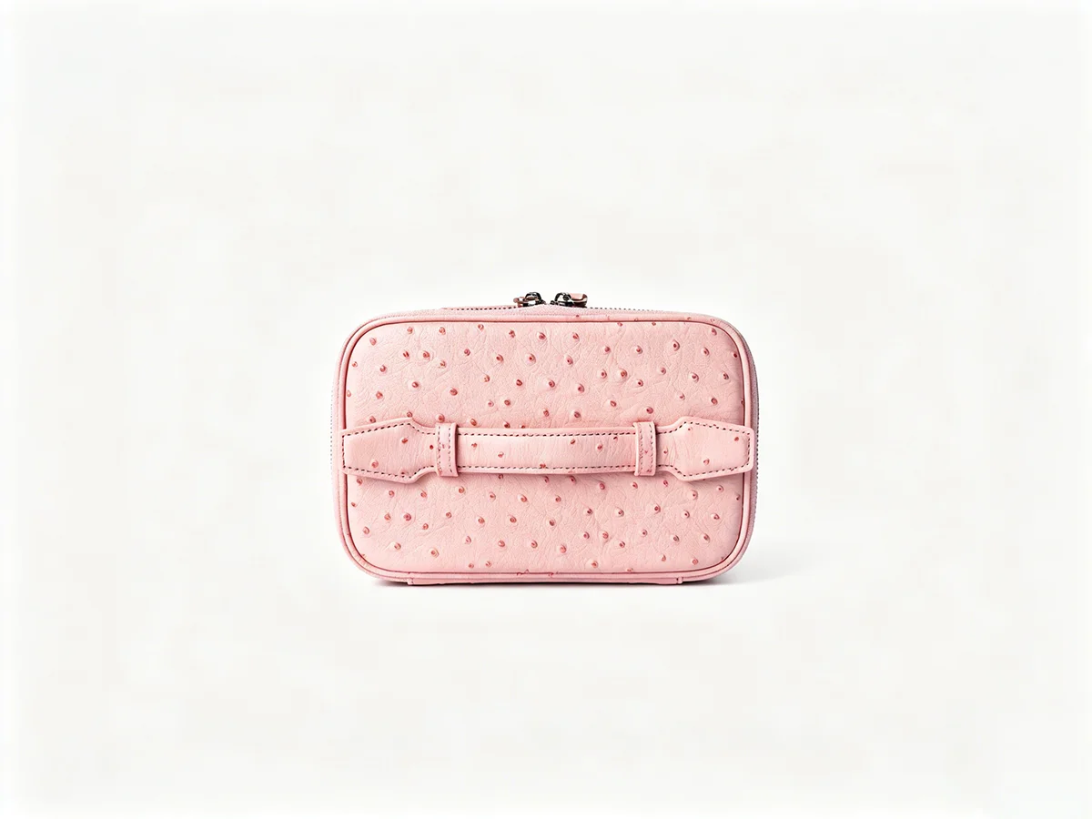 New Ostrich Pattern Genuine Leather Cosmetic Bag Ladies Toiletry Pouch Large Capacity Luxury Bathroom Storage Organizer Luxury