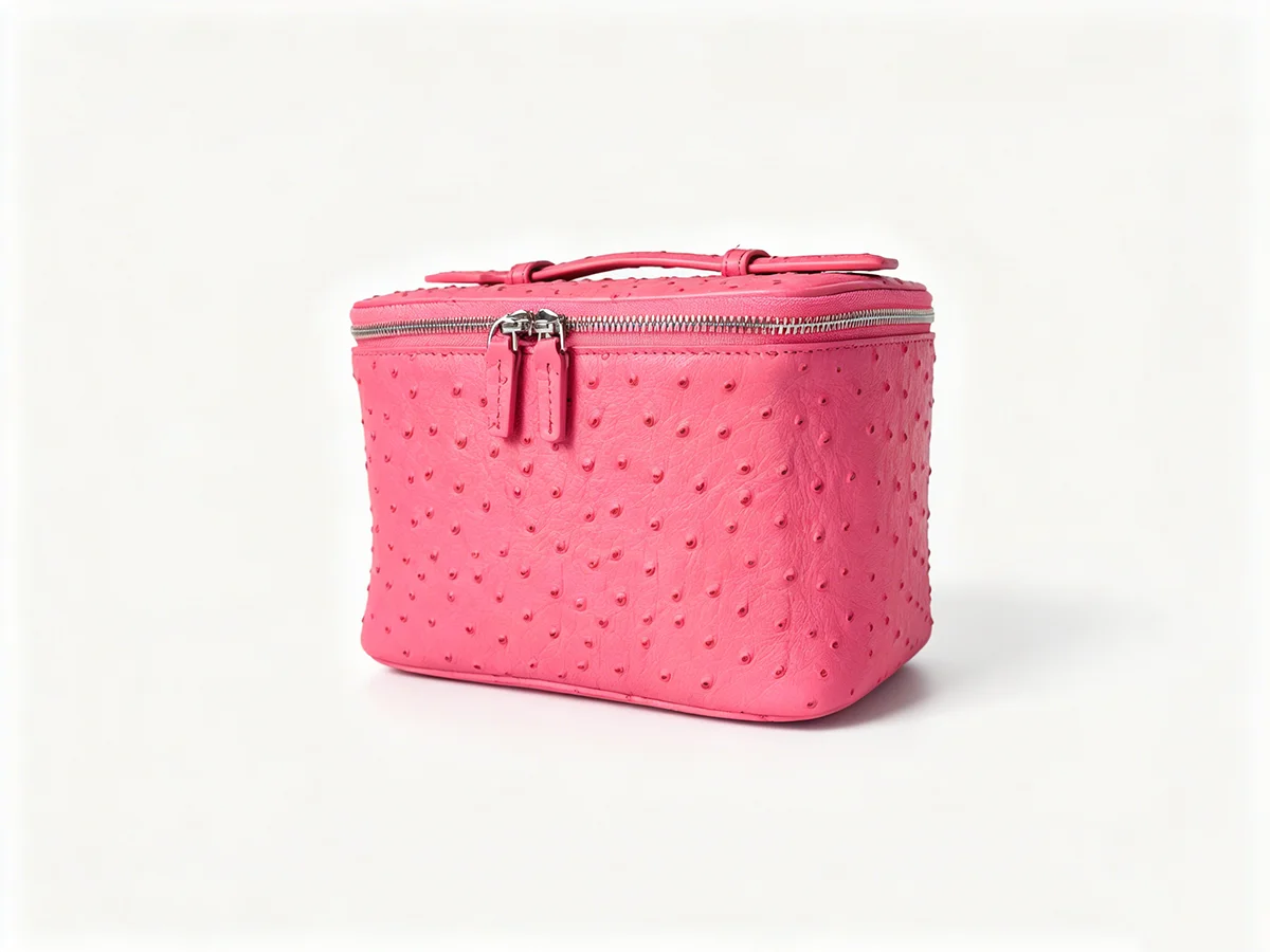 New Ostrich Pattern Genuine Leather Cosmetic Bag Ladies Toiletry Pouch Large Capacity Luxury Bathroom Storage Organizer Luxury