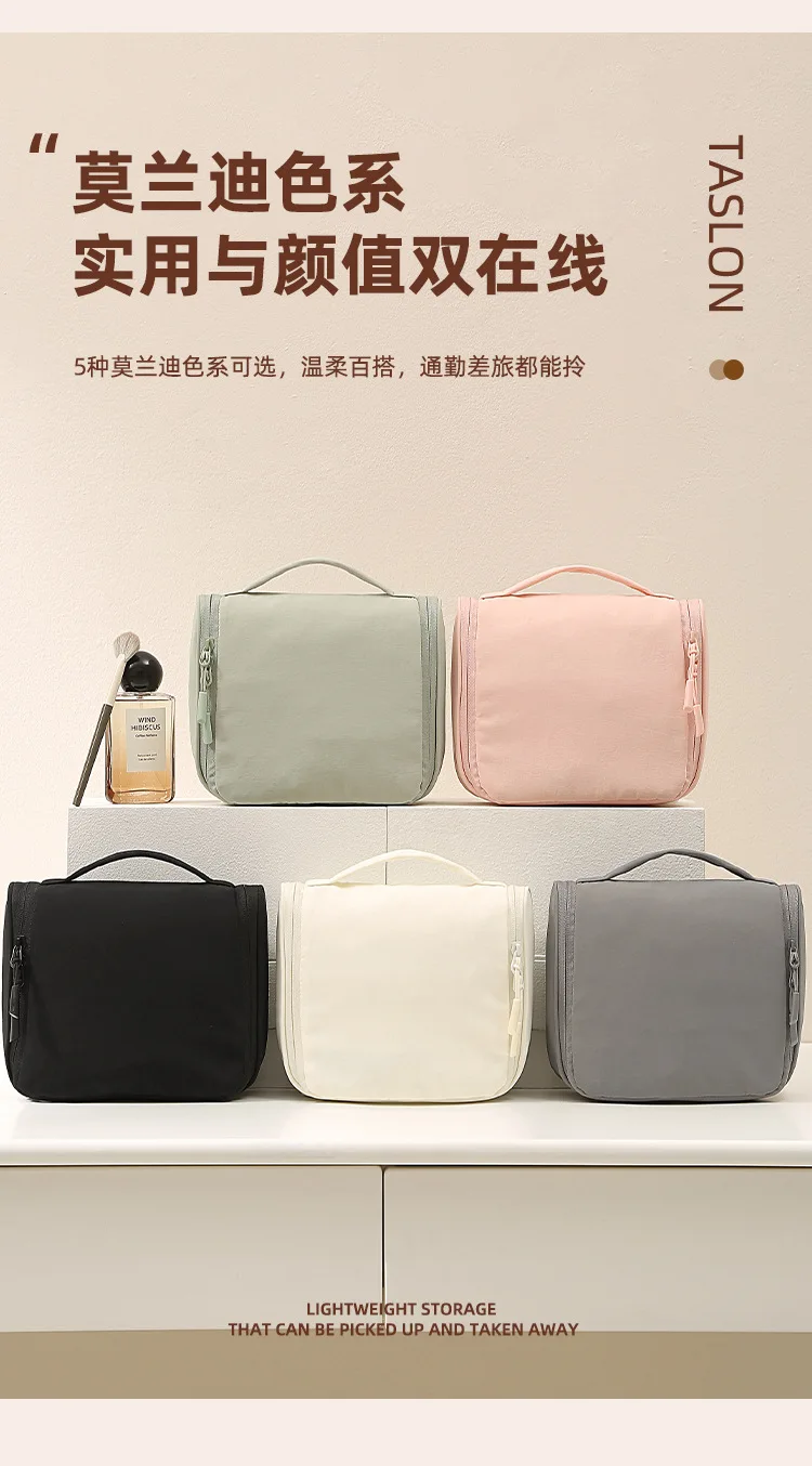 Waterproof Hanging Travel Wash Bag Portable Handheld Cosmetic Organizer with Hook Large Capacity Makeup Skincare Storage Pouch