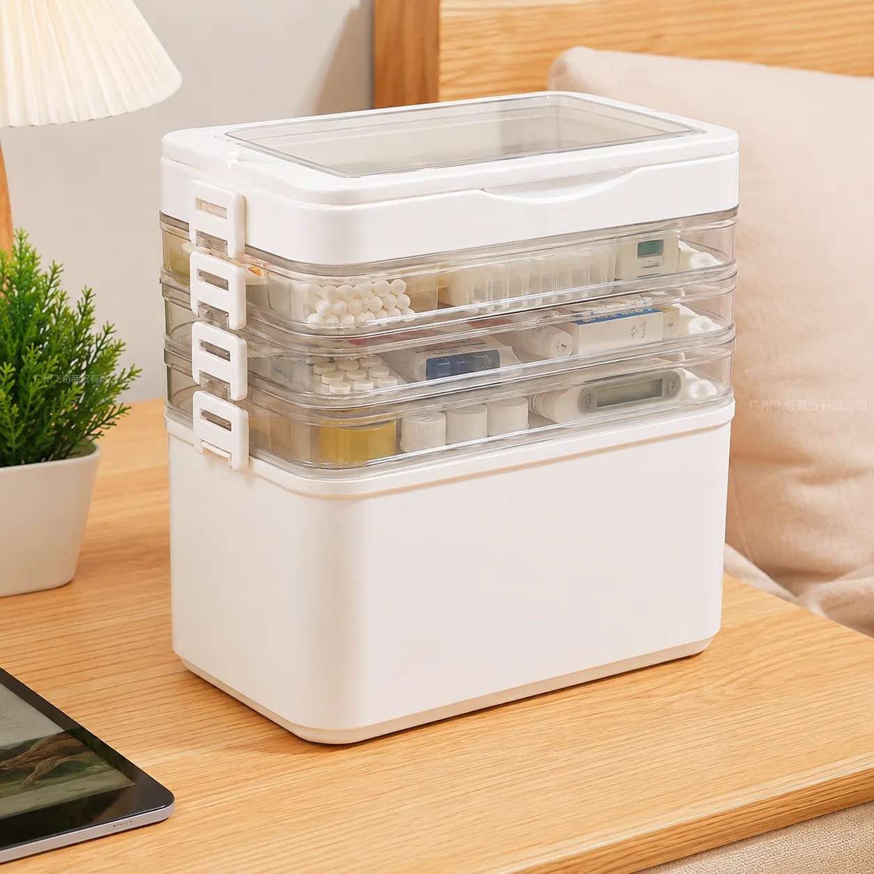 YX Large-Capacity Multi-Tier Stackable Storage Box Practical Portable Home First Aid Emergency Kit with Transparent Lid and Handles Organizer for Pills Crafts Hair Accessories Cosmetics Small Items Kitchen Bathroom Office Dorm Travel