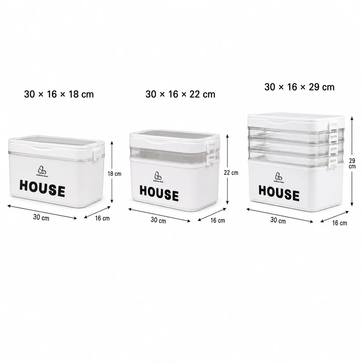 YX Large-Capacity Multi-Tier Stackable Storage Box Practical Portable Home First Aid Emergency Kit with Transparent Lid and Handles Organizer for Pills Crafts Hair Accessories Cosmetics Small Items Kitchen Bathroom Office Dorm Travel