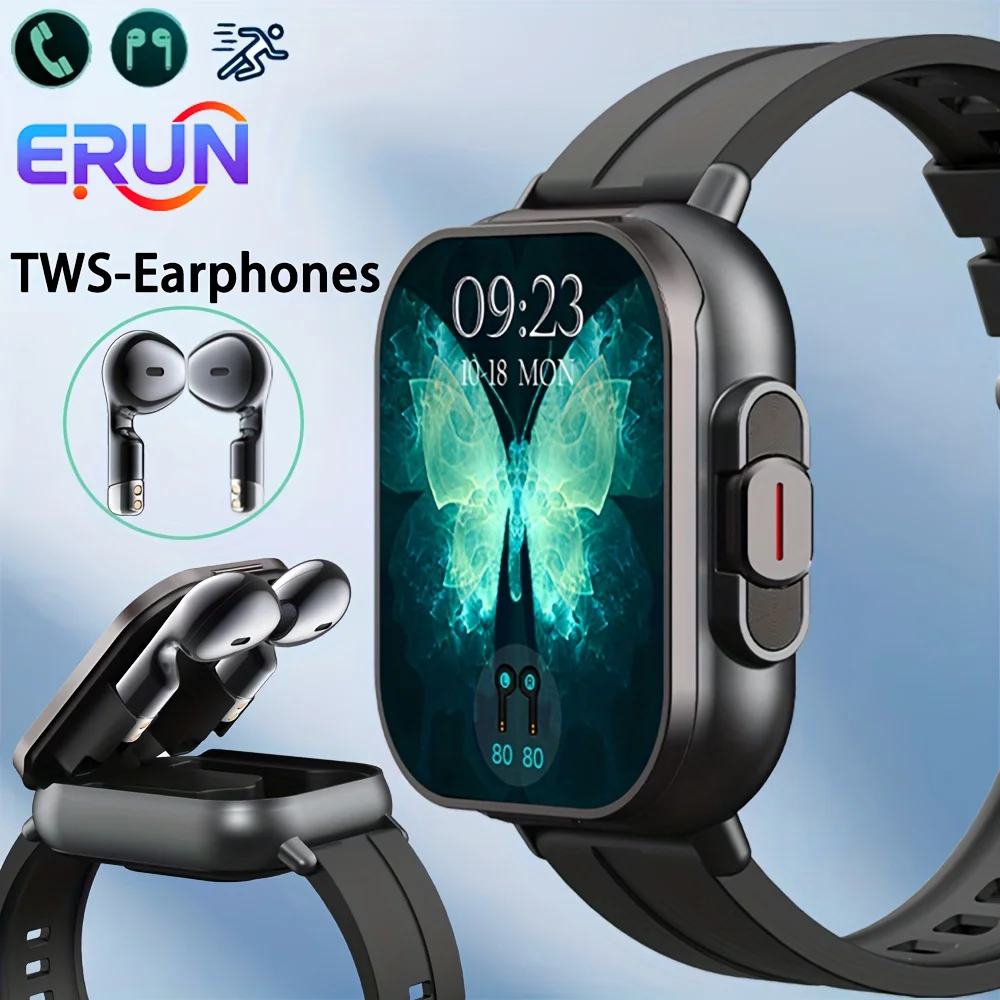 2-In-1 Smartwatch with Wireless Earbuds, Ultra HD Display, Sedentary Reminder, Wallpaper, Weather Updates - USB Charging, Multifunctional Wearable, Compatible with Iphone And Android, Perfect Holiday Gift for Men/Women/Friends/Lovers/Parents