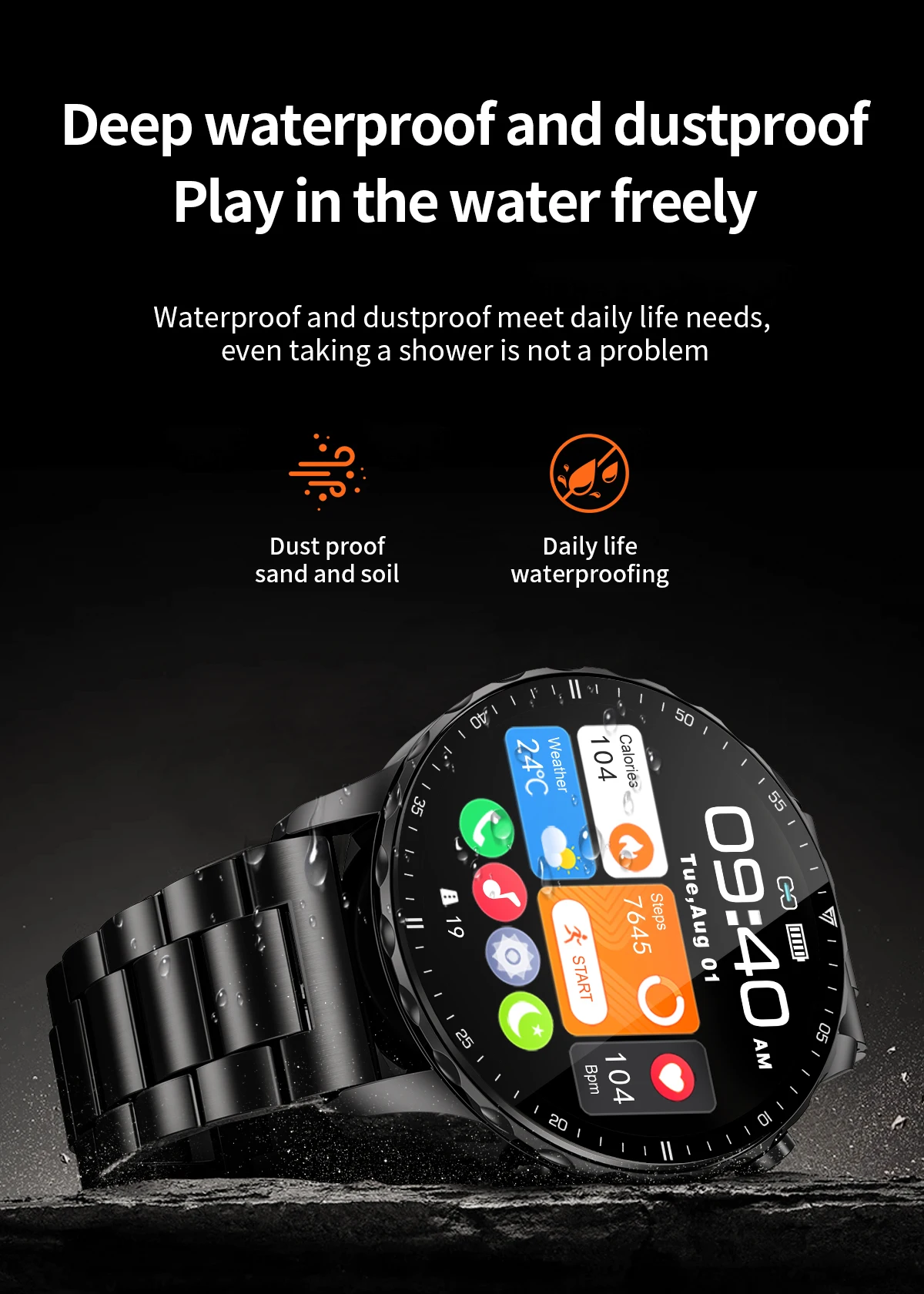 LIGE 2026 New Outdoor Sports Smart Watch Men 1.85“ HD Screen Heart Rate Bluetooth Call IP68 Waterproof Business Smartwatch Men