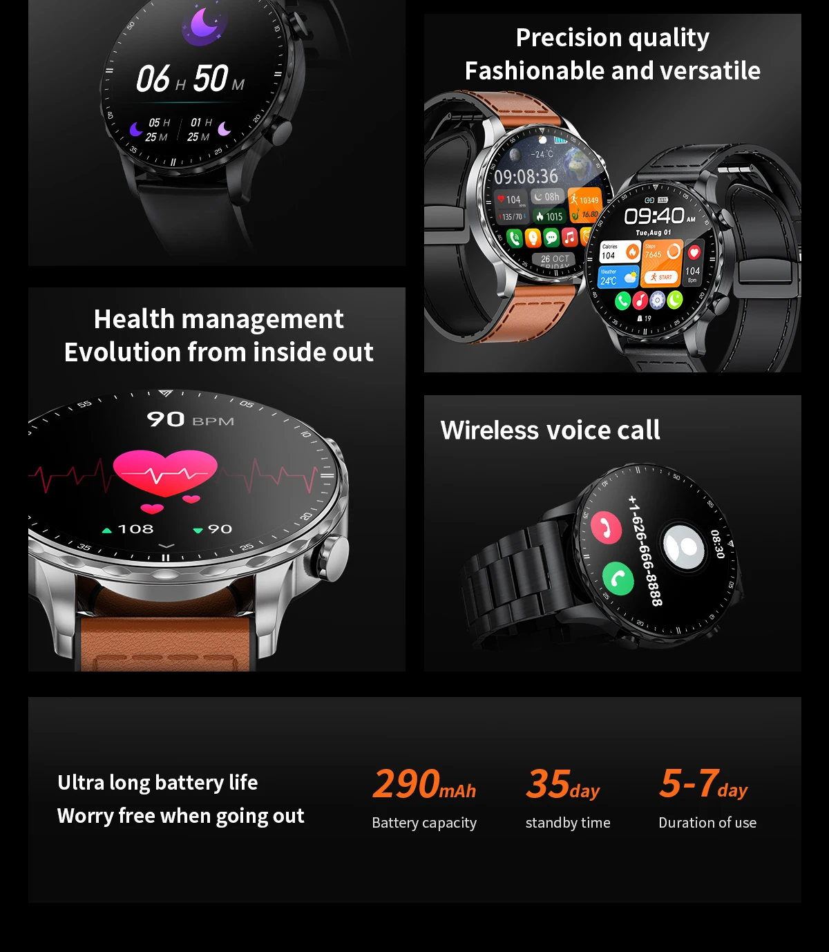 LIGE 2026 New Outdoor Sports Smart Watch Men 1.85“ HD Screen Heart Rate Bluetooth Call IP68 Waterproof Business Smartwatch Men