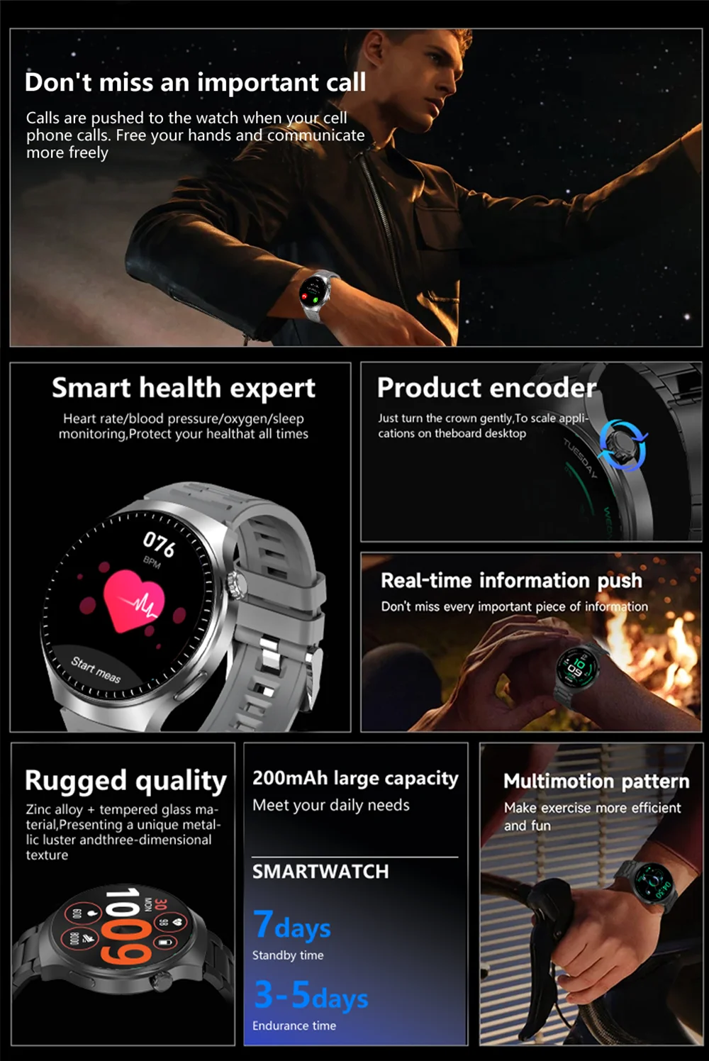 2026 Smart Watch For Men 100+Sport Modes HD Touch Screen Photos Control DIY Dial Smartwatch 5ATM Waterproof For ios android HT30