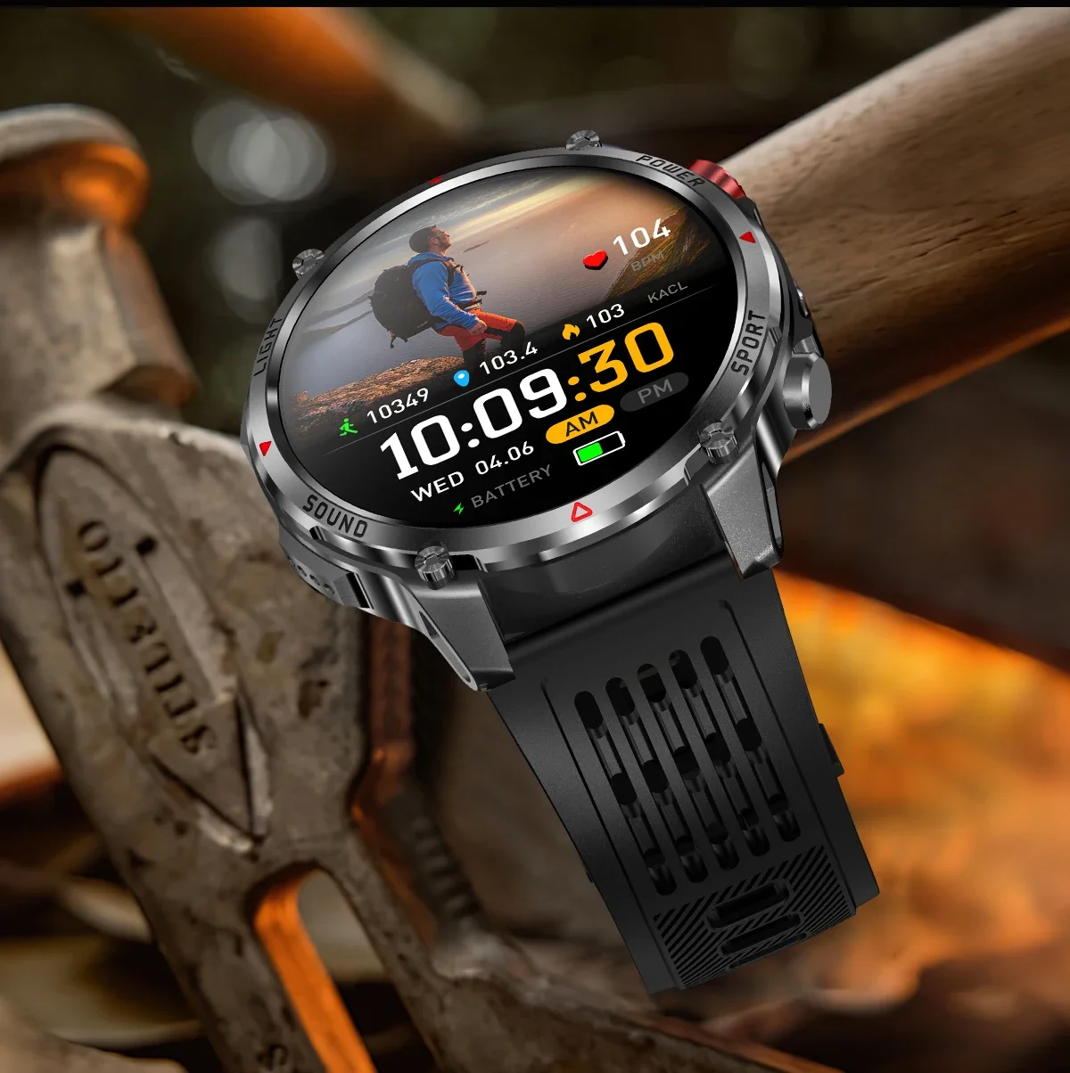 2026New Outdoor Military Men T-RX Smart Watch 1100mAh Large Battery Compass IP68 Waterproof Flashlight Sports BT Call Smartwatch