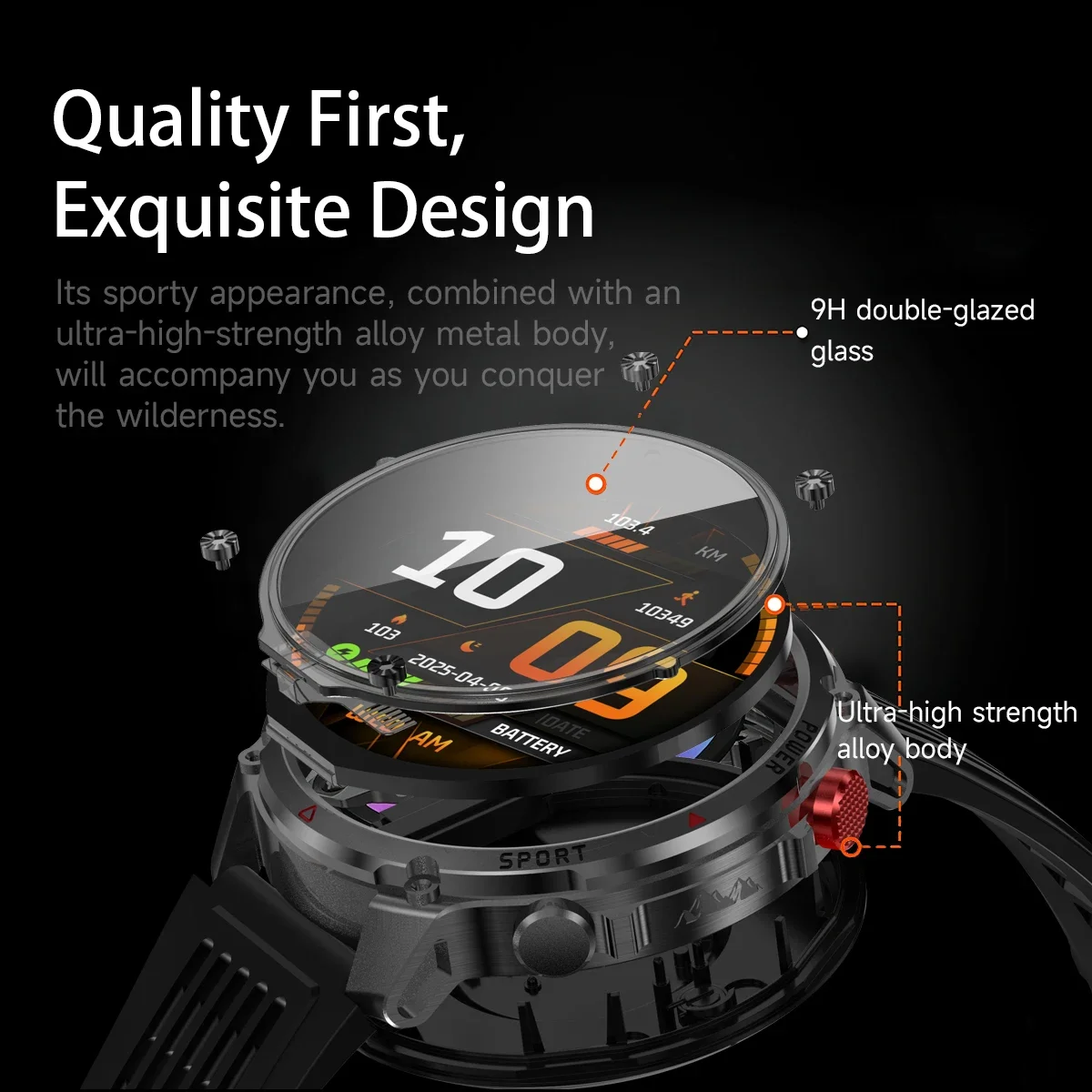 2026New Outdoor Military Men T-RX Smart Watch 1100mAh Large Battery Compass IP68 Waterproof Flashlight Sports BT Call Smartwatch