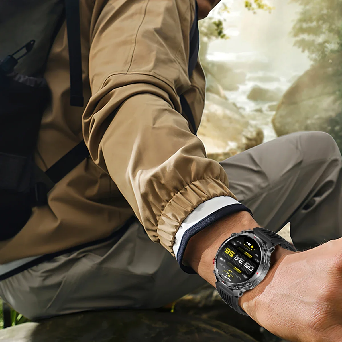 2026New Outdoor Military Men T-RX Smart Watch 1100mAh Large Battery Compass IP68 Waterproof Flashlight Sports BT Call Smartwatch