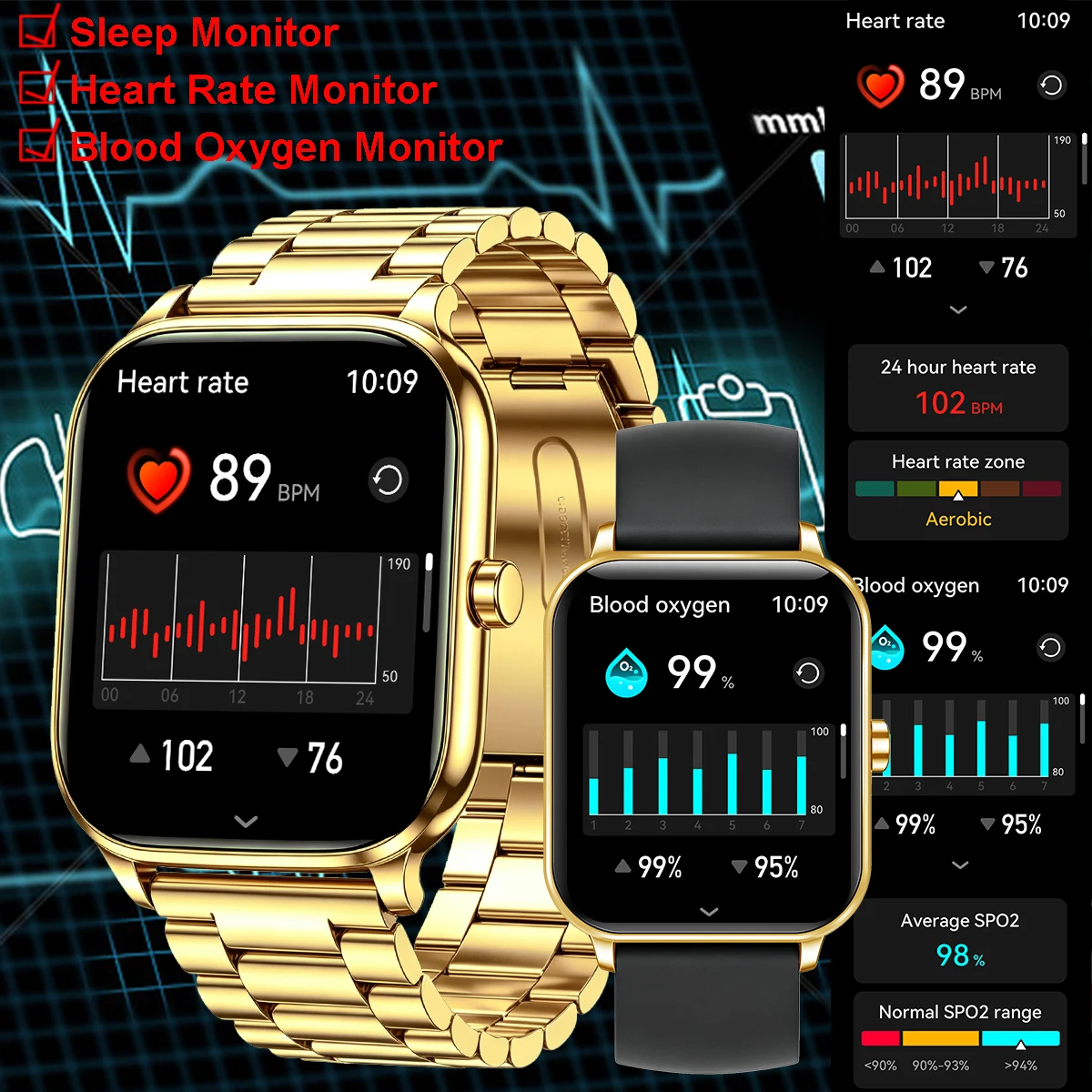 Golden Men woman Smart Watch 1.83
