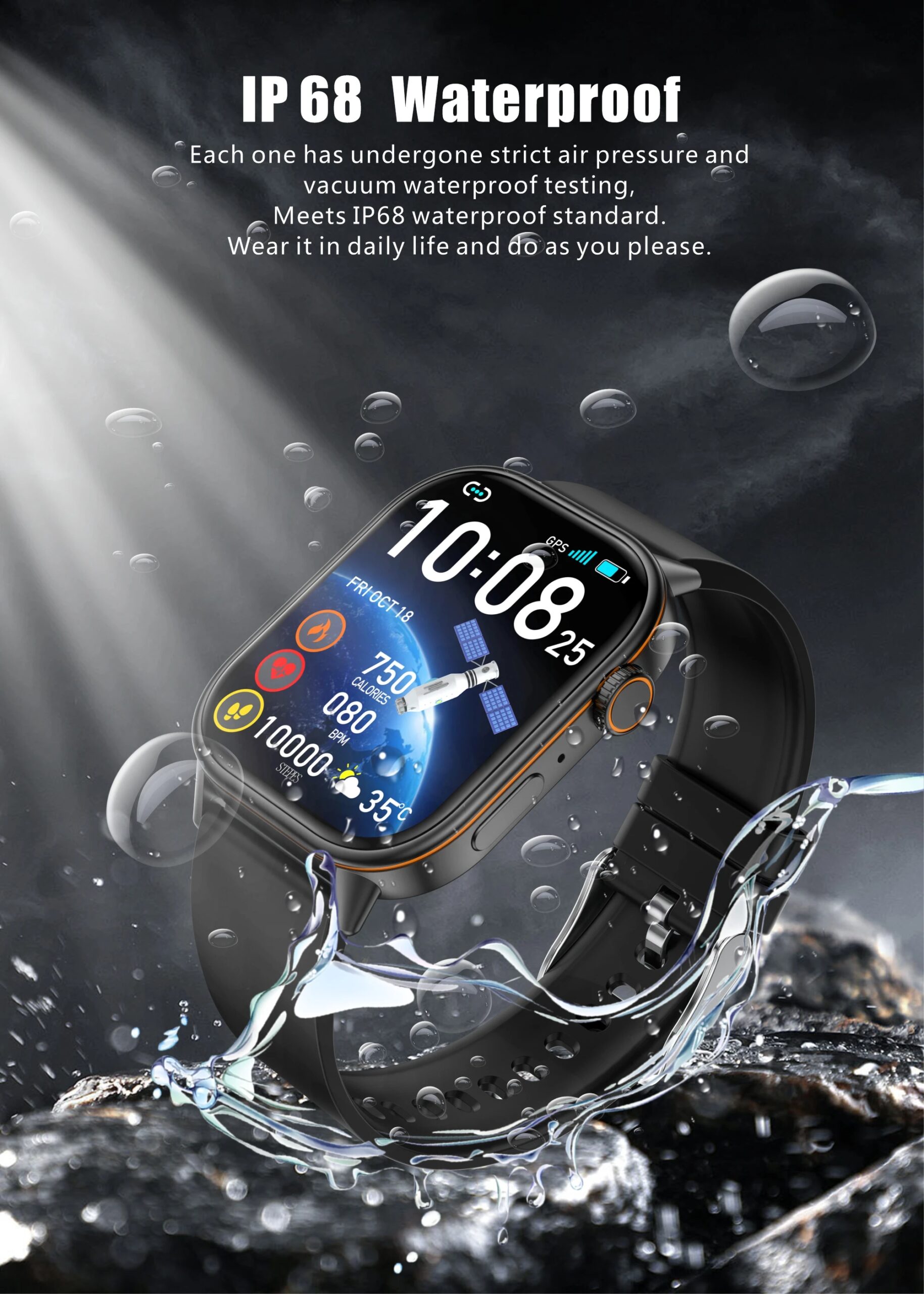 New GPS Military Smart Watch Bulit-in GPS Compass Altimeter Barometric 10ATM IP69K Waterproof AMOLED BT Call Smartwatch