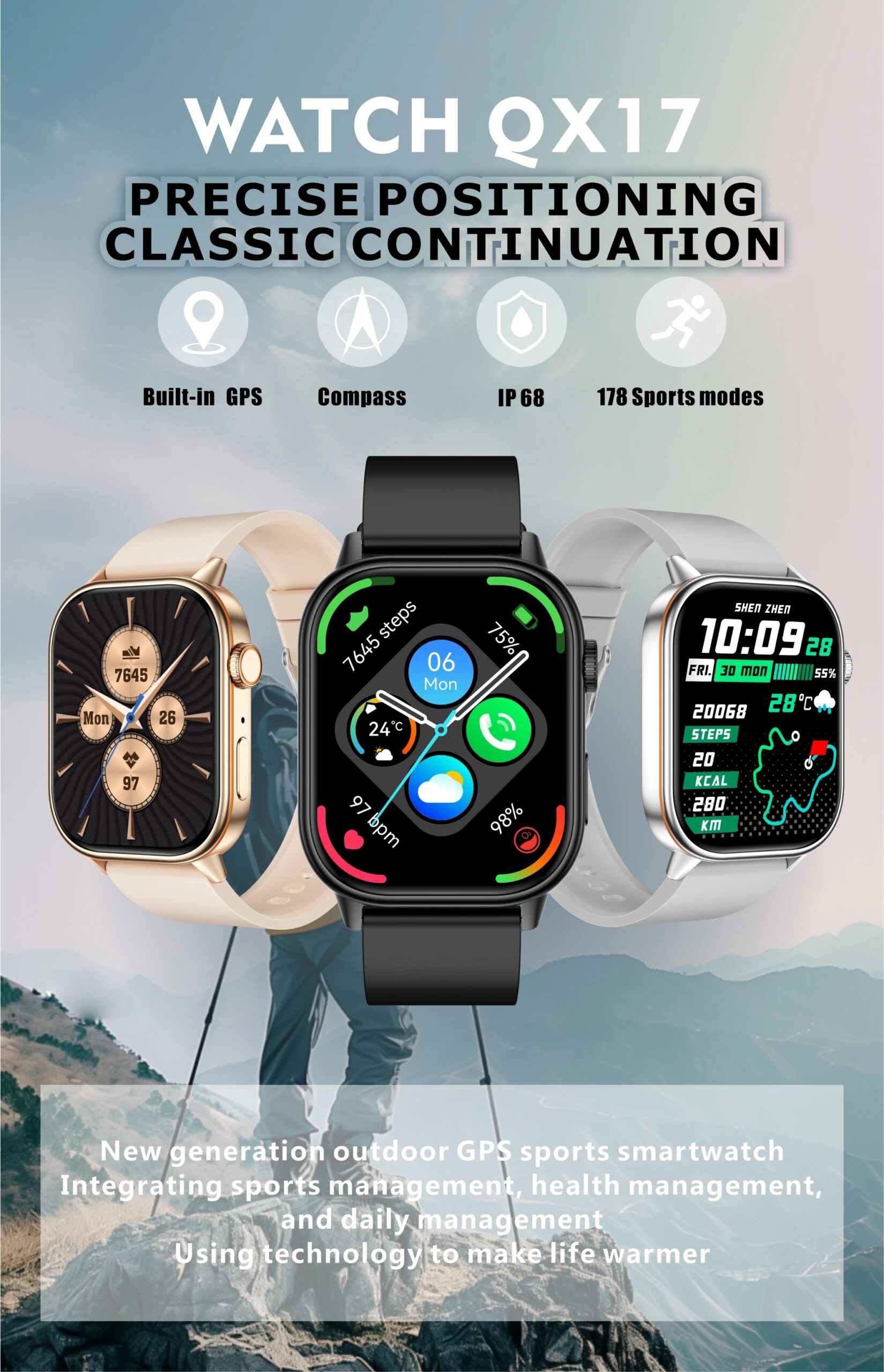 New GPS Military Smart Watch Bulit-in GPS Compass Altimeter Barometric 10ATM IP69K Waterproof AMOLED BT Call Smartwatch