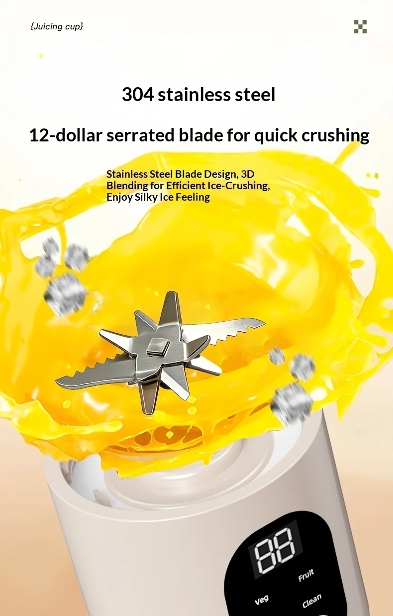 New Portable Juice Maker Blender for Shakes Smoothie 580ML Durable Juicer Steel Blades 2 in 1 Blender Bottle Smoothie Extractor