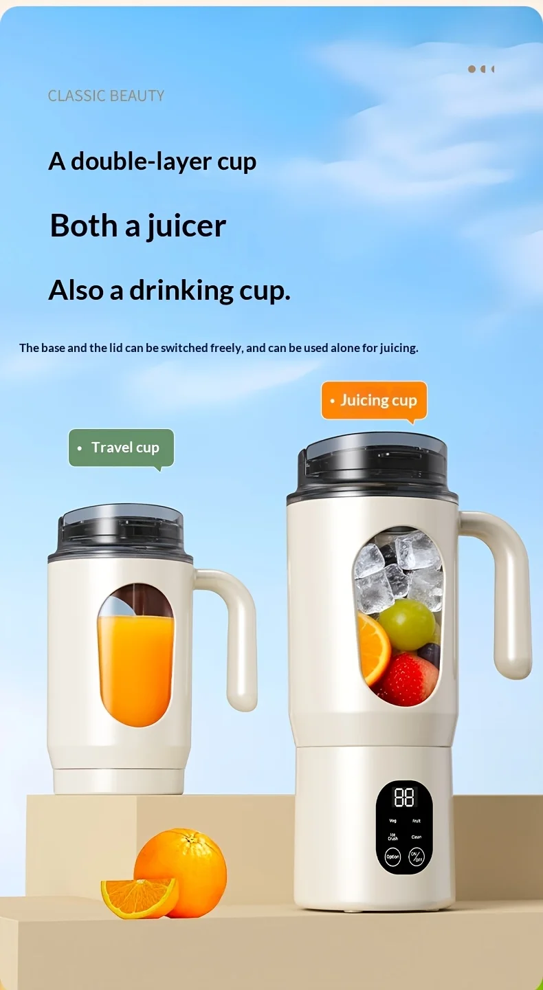 New Portable Juice Maker Blender for Shakes Smoothie 580ML Durable Juicer Steel Blades 2 in 1 Blender Bottle Smoothie Extractor