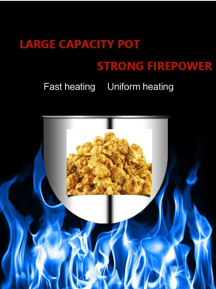 Stainless Steel Industrial Commercial Caramel Popcorn Machine - Large Capacity,  Electric Heating, Fast Cook, Easy Clean