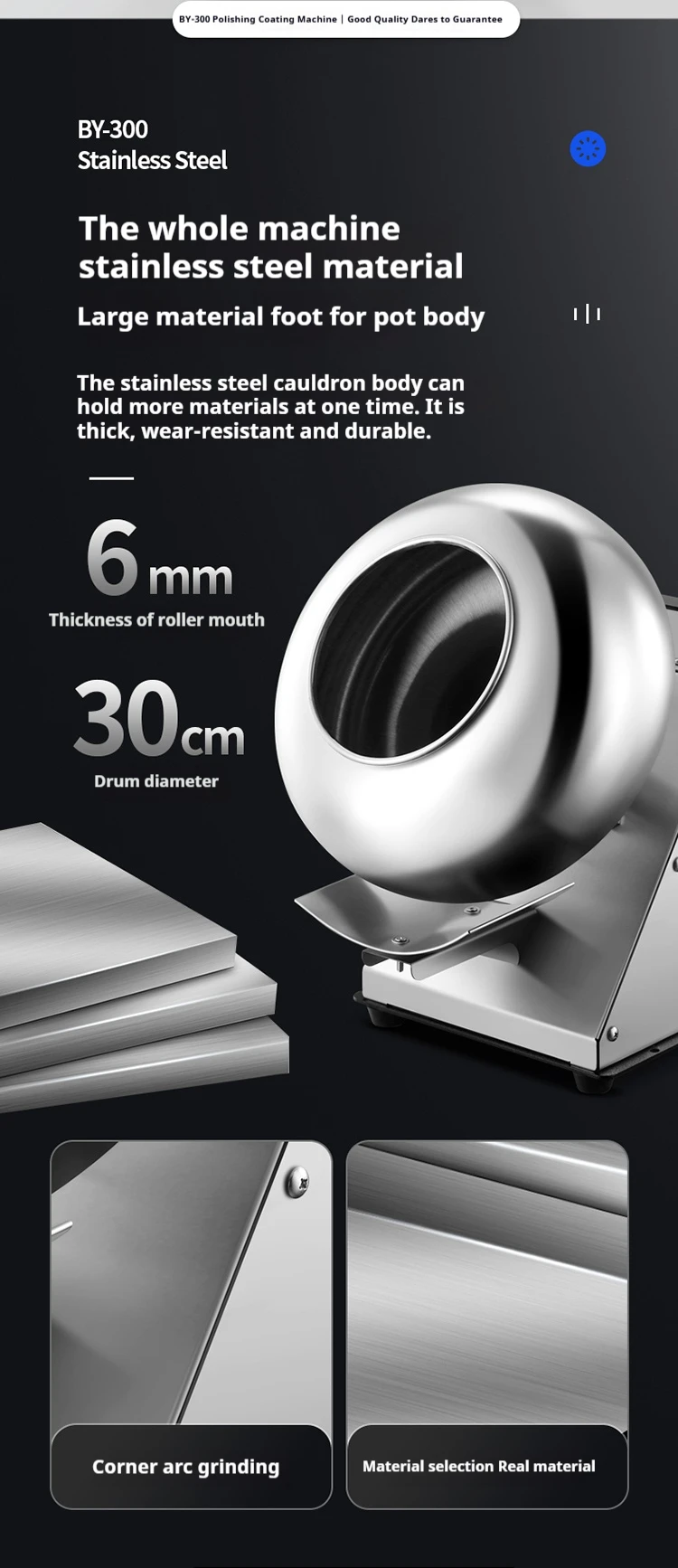 500W Commercial Small Chocolate Sugar Coating Machine - Roller Type, Fast Coating, Easy Clean, for Candy & Chocolate Bean