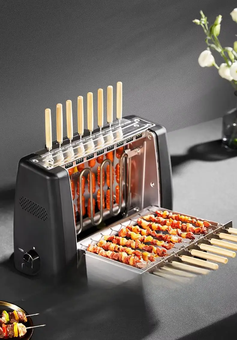 Electric 16 Skewers Stainless Steel Kebab Maker - Lamb Meat Skewers, Picnic Camping Outdoor Grill