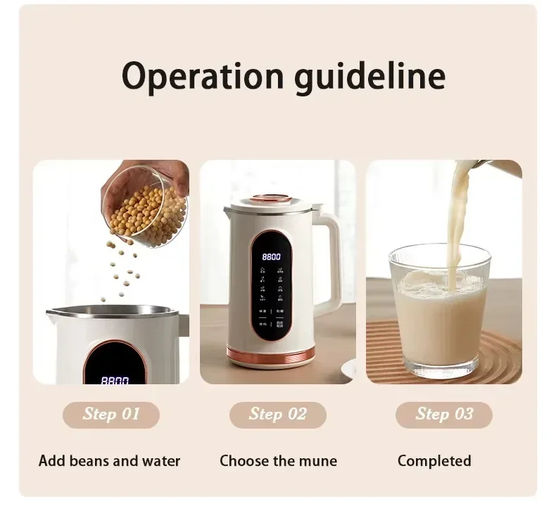 TINSOL 1500ml Multifunctional Wall Breaker 10 Blade Blender 304 Stainless Steel Inner Soymilk Maker Breakfast Machine