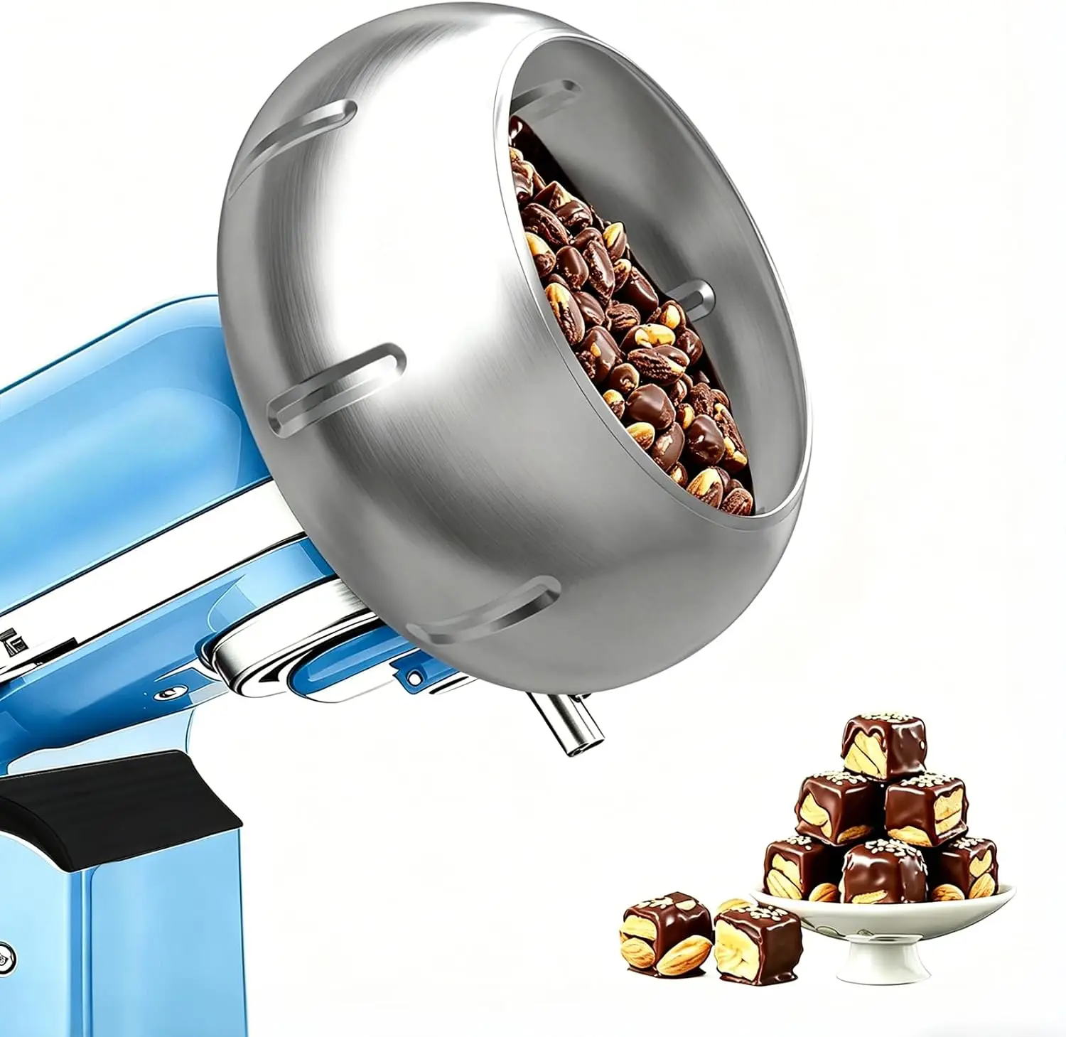 Chocolate Coating Attachment for KitchenAid 4.5QT 5QT Stand Mixer Candy Making Tool for Chocolate Almond Strawberry Coating