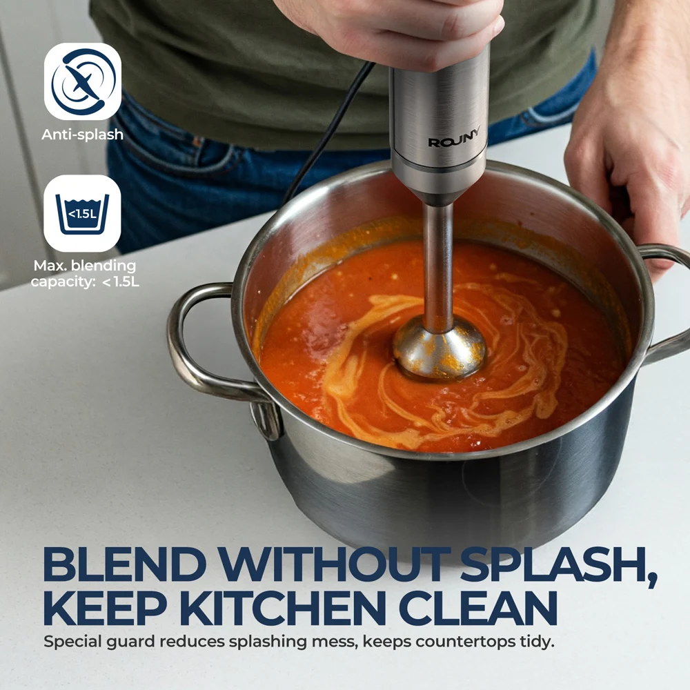 Hand Immersion Blender Powerful 4-in-1,Stainless Steel Stick Food Mixer,700ml Mixing Beaker,500ml Processor,Whisk,220-240V