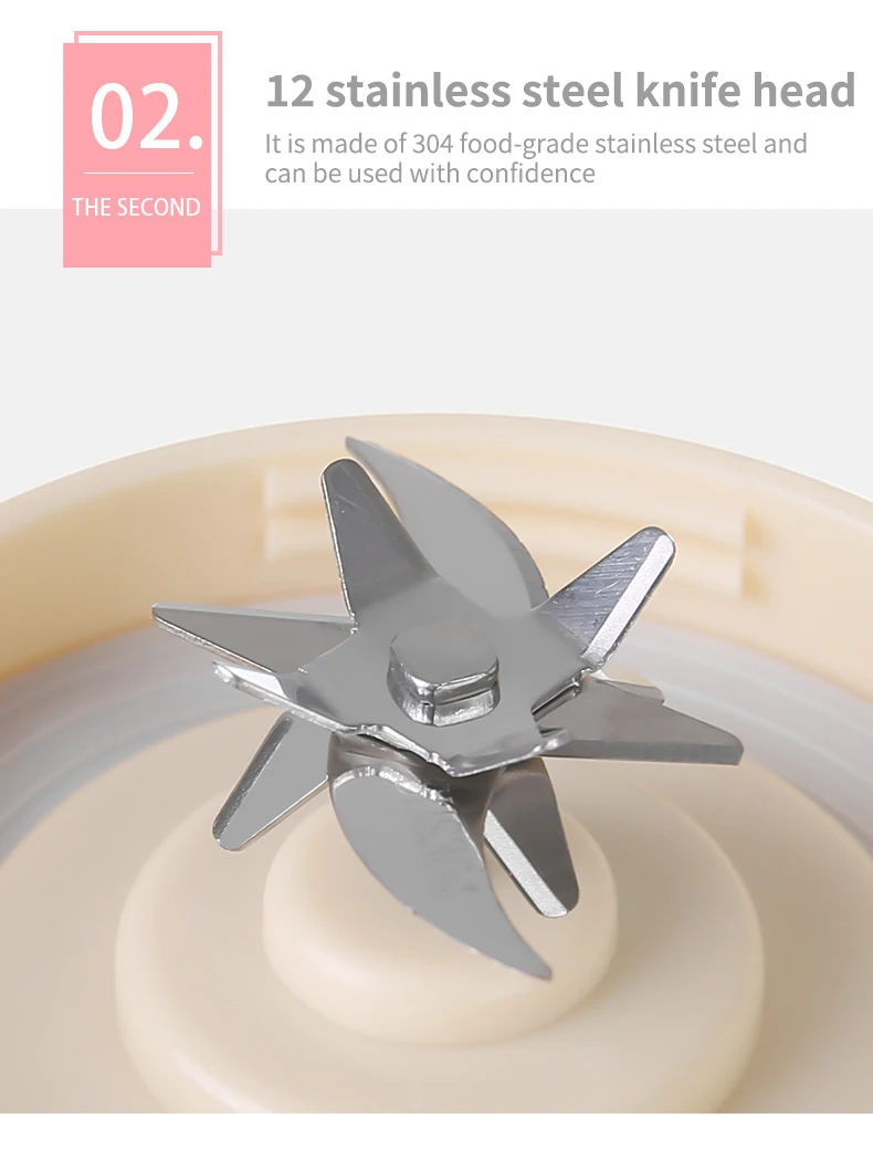 New 530ml Portable Juicer Wireless USB Charging Mini Juicer Crushed Ice Electric Juicing 12 Blade Fresh Juice Blender