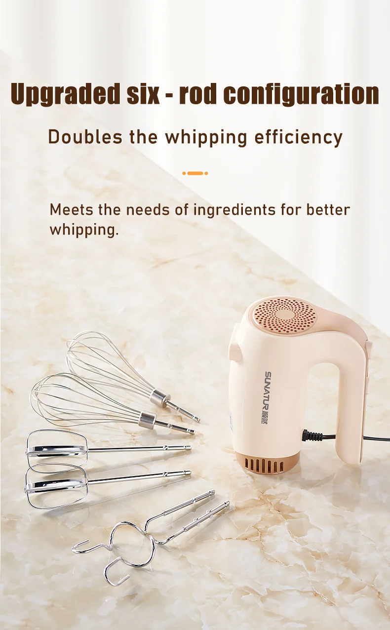 SUNATUR 300W Electric Hand Mixer 3 in 1 Mixer egg beater Baking appliances Handheld Blender machine with storage base Cream Whip