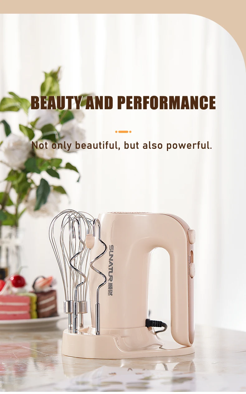 SUNATUR 300W Electric Hand Mixer 3 in 1 Mixer egg beater Baking appliances Handheld Blender machine with storage base Cream Whip