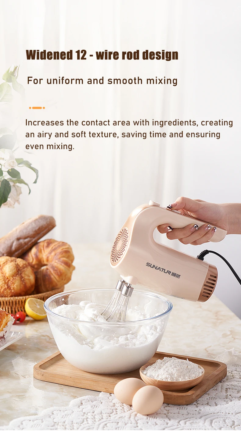 SUNATUR 300W Electric Hand Mixer 3 in 1 Mixer egg beater Baking appliances Handheld Blender machine with storage base Cream Whip