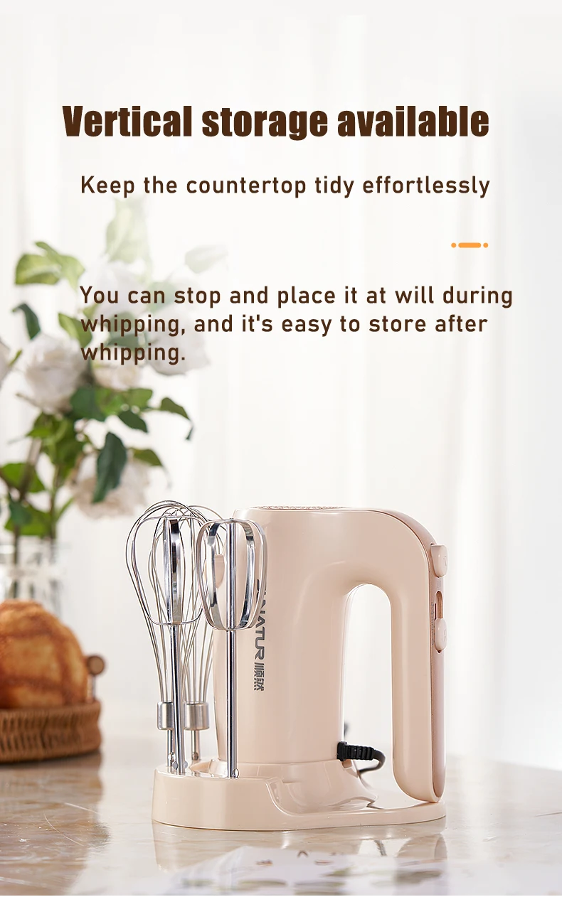 SUNATUR 300W Electric Hand Mixer 3 in 1 Mixer egg beater Baking appliances Handheld Blender machine with storage base Cream Whip