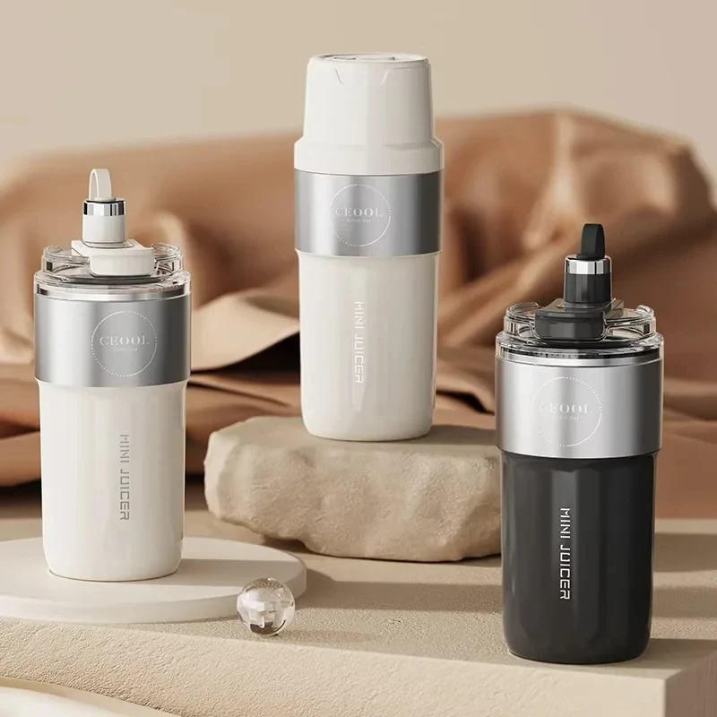 Insulated Juicer Double Layer Vacuum 304 Stainless Steel Juicers 350ml USB Charge Portable 26 Blades Strong Power Freesh Juicer