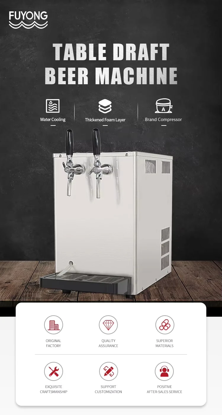 Countertop Draft Beer Cooler - Dual/Single Tap Stainless Steel Dispenser, Temperature Control, Fast Cooling, Easy Clean