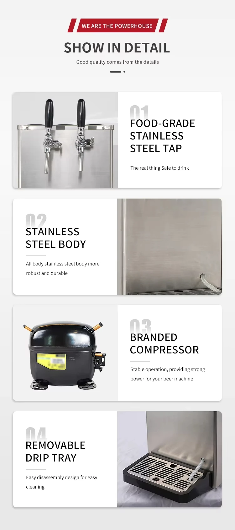 Countertop Draft Beer Cooler - Dual/Single Tap Stainless Steel Dispenser, Temperature Control, Fast Cooling, Easy Clean