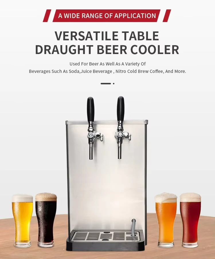 Countertop Draft Beer Cooler - Dual/Single Tap Stainless Steel Dispenser, Temperature Control, Fast Cooling, Easy Clean