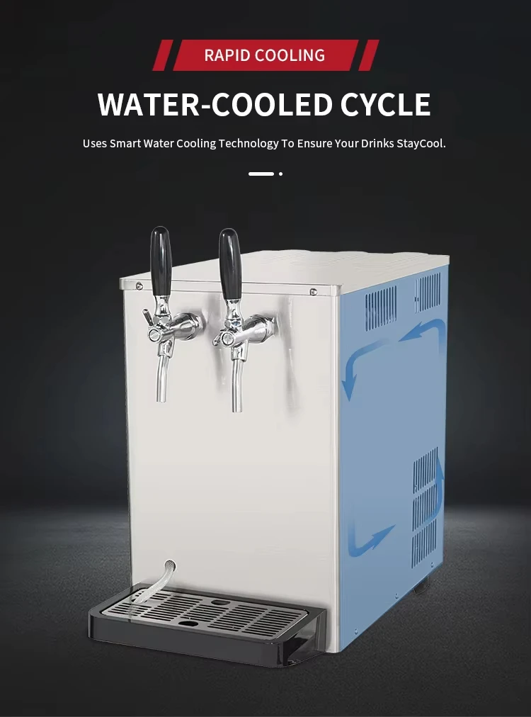 Countertop Draft Beer Cooler - Dual/Single Tap Stainless Steel Dispenser, Temperature Control, Fast Cooling, Easy Clean