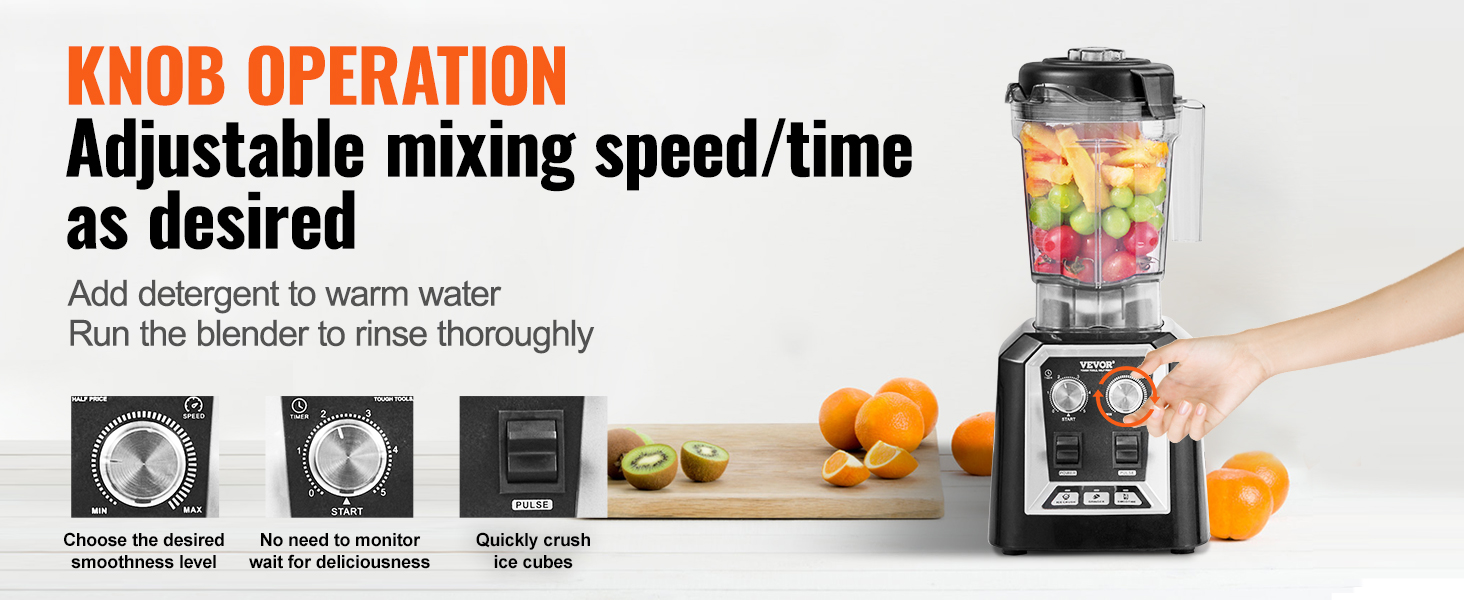 SucceBuy 2L Smoothie Blender Professional Countertop Fruit Food Processor Mixer Maker with Stainless Steel for Home Kitchen Bar