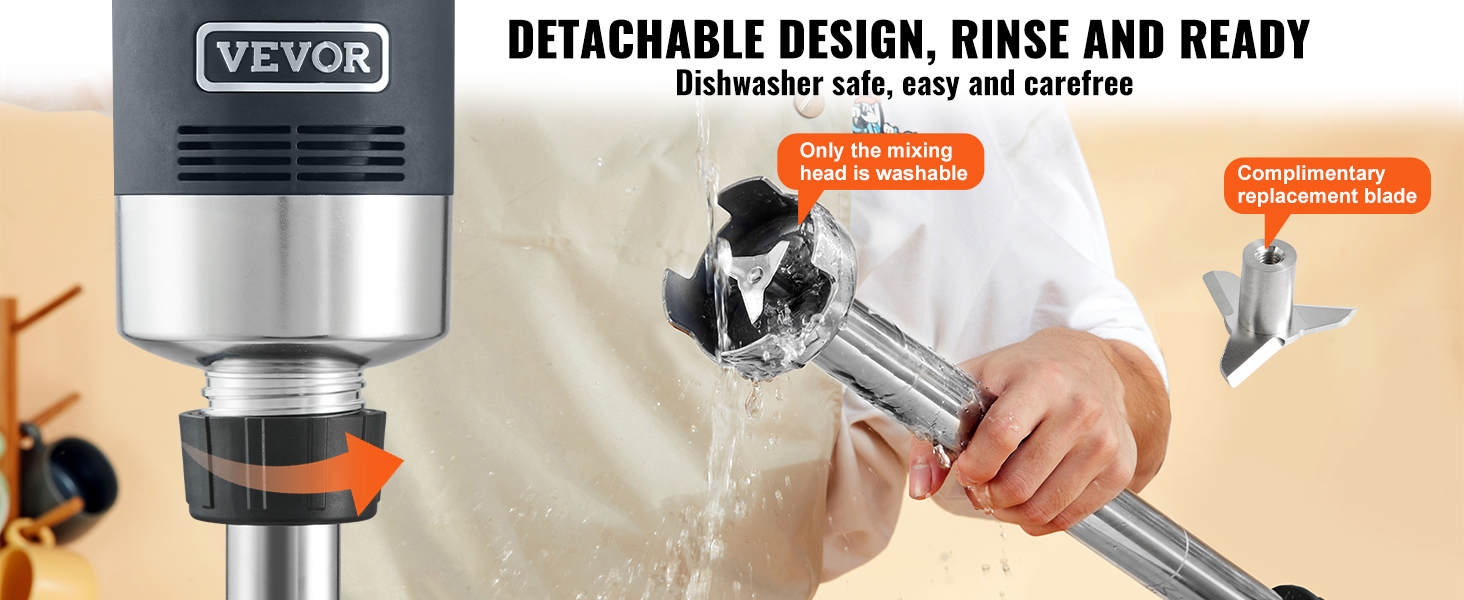 SucceBuy Commercial Immersion Blender 500 Watt Heavy Duty Hand Mixer Variable Speed Kitchen Stick Mixer with 304 Stainless Steel