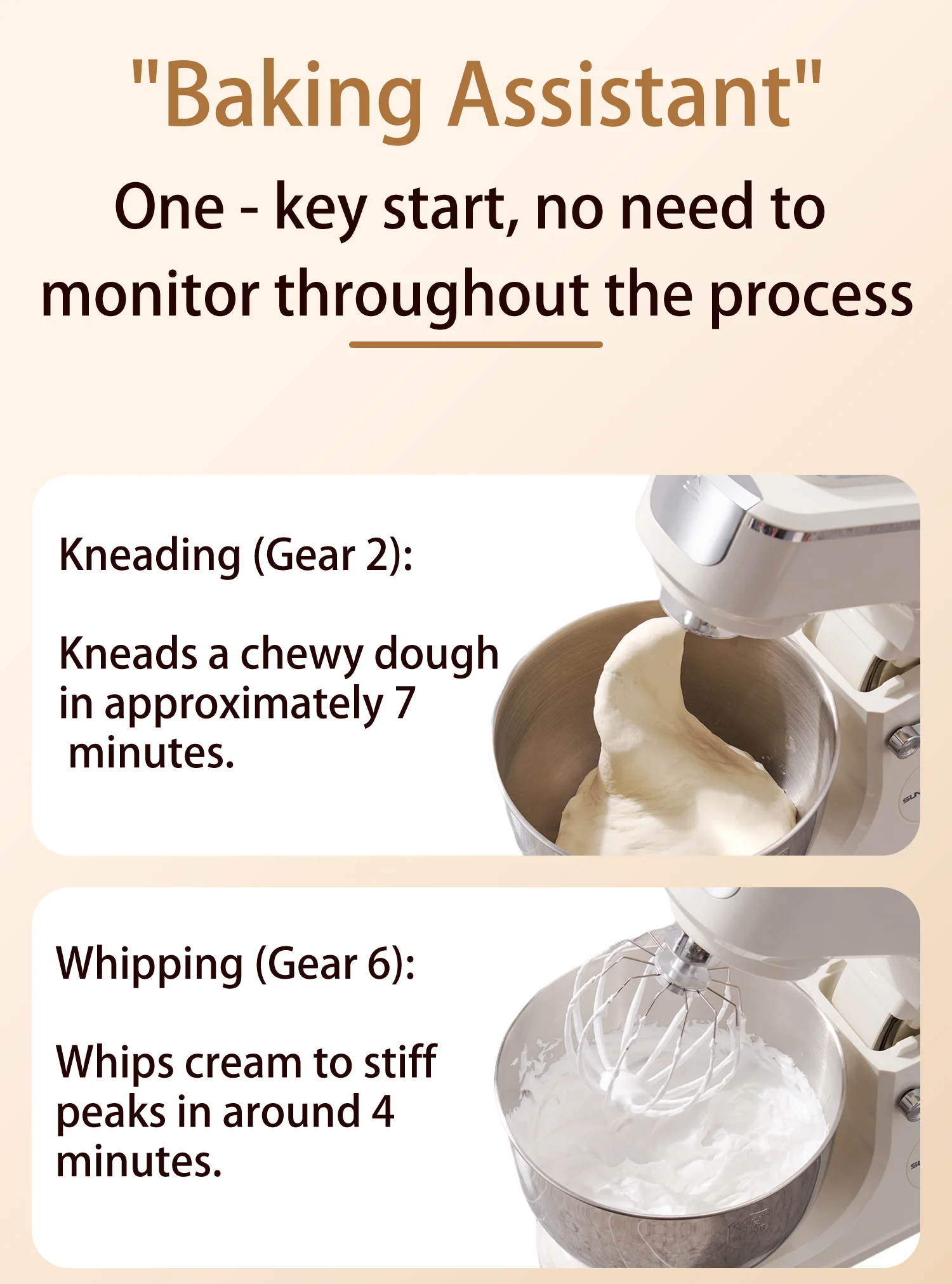 SUNATUR 8L Stand Mixer 2000W,Stainless Steel Bowl,6-Speed Dough Kneader&Egg Beater,Timed Fermentatio