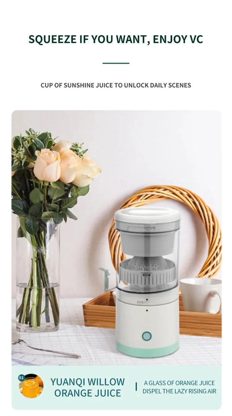 Portable Electric Juicer USB Rechargeable Wireless Mini Fruit Blender Automatic Juice Squeezer for Home Travel Office