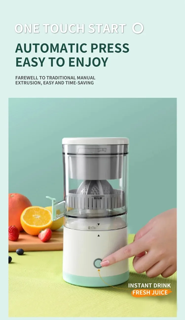 Portable Electric Juicer USB Rechargeable Wireless Mini Fruit Blender Automatic Juice Squeezer for Home Travel Office