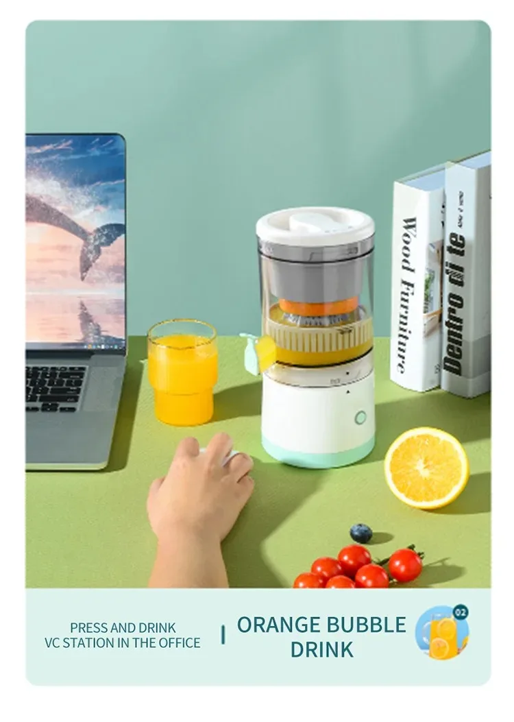 Portable Electric Juicer USB Rechargeable Wireless Mini Fruit Blender Automatic Juice Squeezer for Home Travel Office
